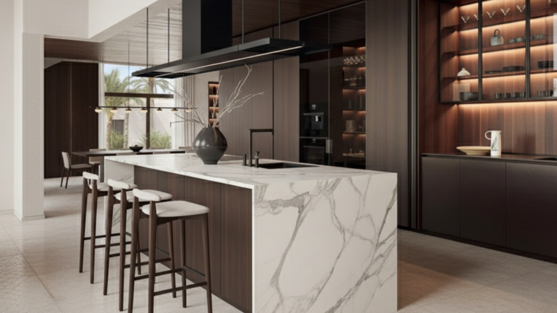 Atelier de Menuiserie Luxe à Marrakech. 🇲🇦 Création d'agencements sur-mesure pour villas, hôtels & résidences. Cuisines Noyer, Dressings, Portes Invisibles $Filomuro$ & Boiseries Architecturales. 📐 Précision & Design Italien. Partenaire des Architectes & Promoteurs.